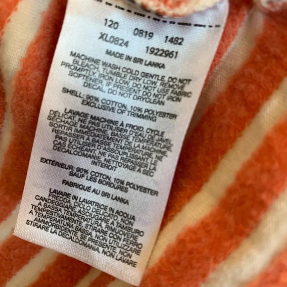 COLUMBIA striped zip jacket high low hem, small, orange and cream - Picture 7 of 7